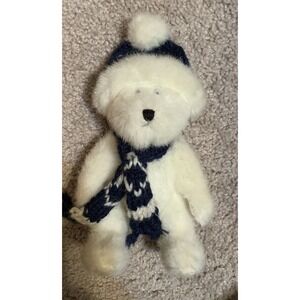 Boyd's Bear White Small Plush Bear with Blue Winter Hat & Scarf Stuffed Animal